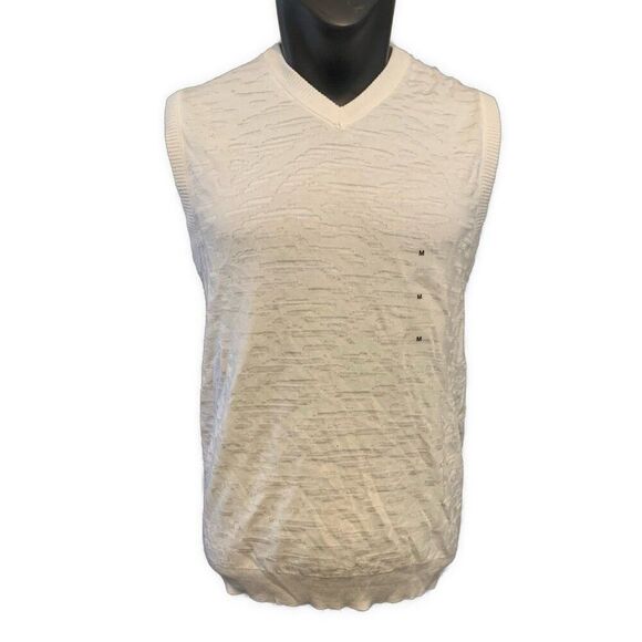 inc international concepts Mens New Solid White V Neck Sleeveless Sweater Vest M - Picture 1 of 6